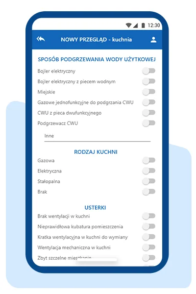 Aplikacja Kominiarczyk - nowy przegląd kuchni: podgrzewanie wody, rodzaj kuchni, usterki