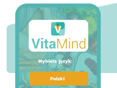 Aplikacja VitaMind - wybór języka na ekranie startowym