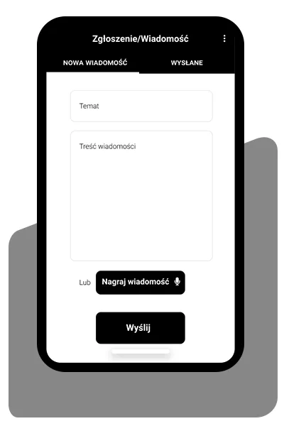Aplikacja FM NEWS - formularz zgłoszenia z możliwością nagrania wiadomości
