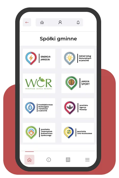 Aplikacja Jarocin.pl - spółki gminne z logotypami