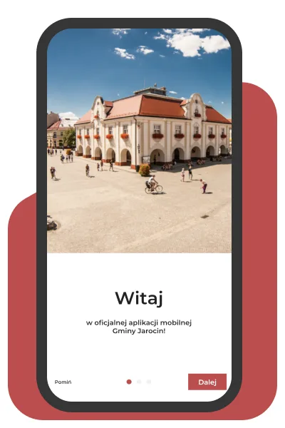 Aplikacja Jarocin.pl - ekran powitalny oficjalnej aplikacji Gminy Jarocin