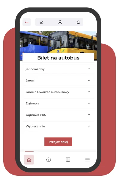Aplikacja Jarocin.pl - zakup biletu autobusowego z wyborem trasy