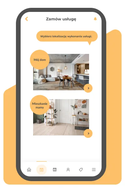 Aplikacja Clean App - zamówienie usługi: wybór lokalizacji