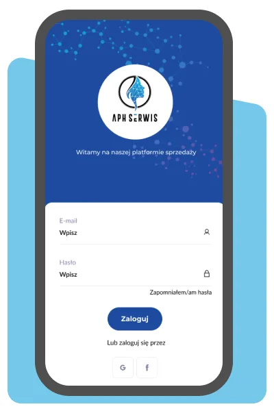 Aplikacja APH Serwis - logowanie do platformy sprzedażowej