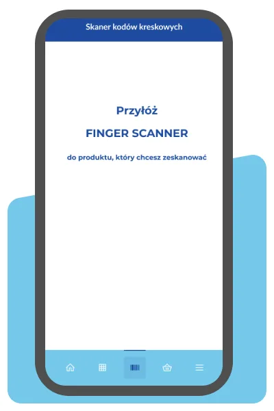 Aplikacja APH Serwis - skaner kodów: przyłóż finger scanner do produktu